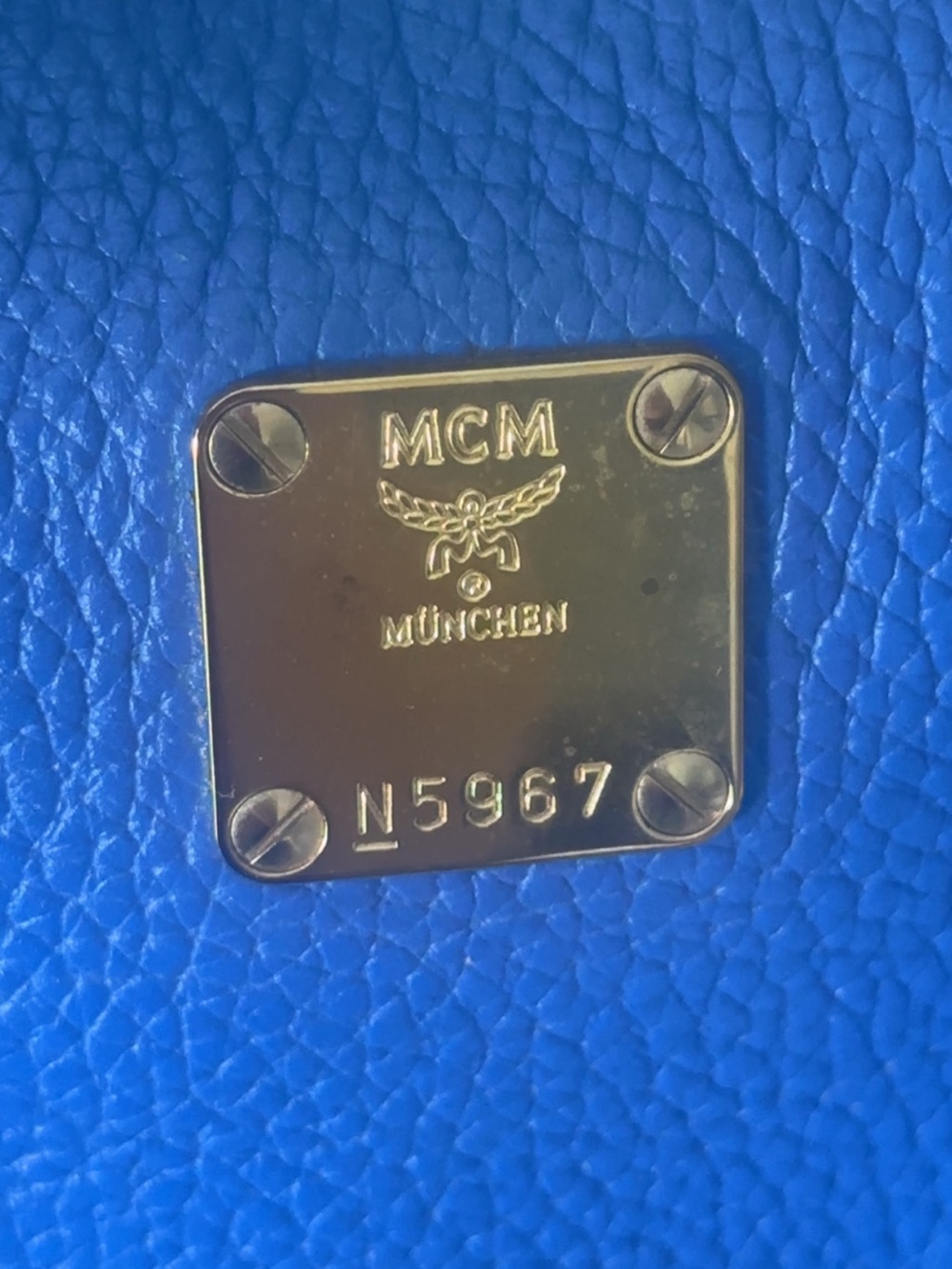 MCM Royal Blue Leather Bowling Bag with Gold Hardware - Picture 7 of 10